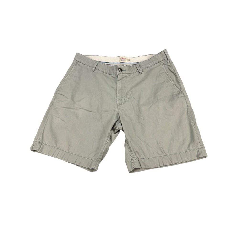 Faherty Mens All Day Shorts Grey Olive Organic Cotton Tencel Size 33